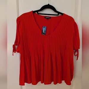 Express Women's Pleated Orange Blouse